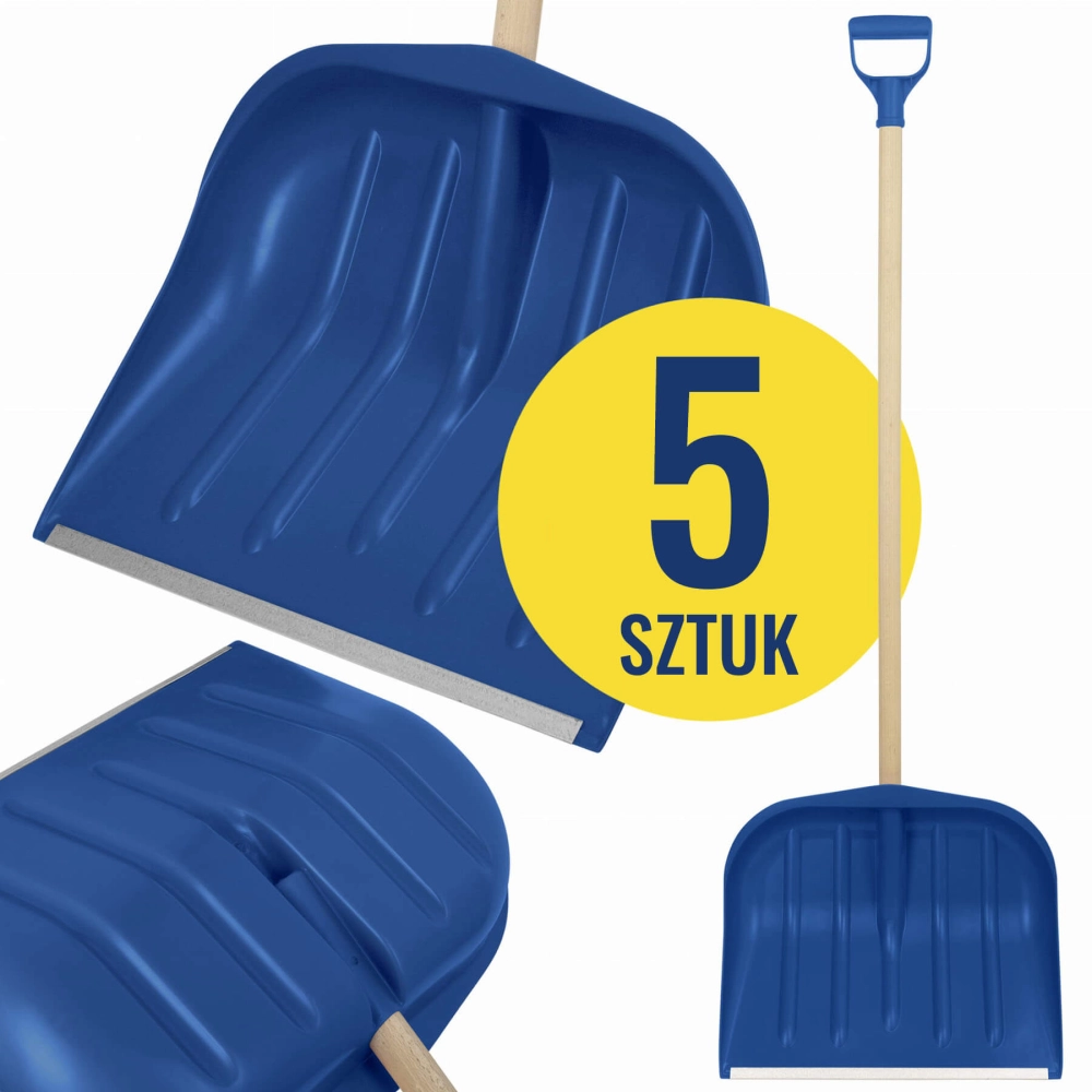 Zestaw 5 sztuk łopat do śniegu w kolorze niebieskim ze stylem drewnianym - NIEBIESKIE łopaty śniegowe