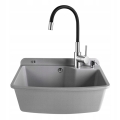 ZLEW KOMORA GOSPODARCZA SZARA 60 CM KOMPLET ELASTYCZNA BATERIA DOZOWNIK
