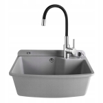 ZLEW KOMORA GOSPODARCZA SZARA 60 CM KOMPLET ELASTYCZNA BATERIA DOZOWNIK
