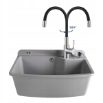 ZLEW KOMORA GOSPODARCZA SZARA 60 CM KOMPLET ELASTYCZNA BATERIA DOZOWNIK