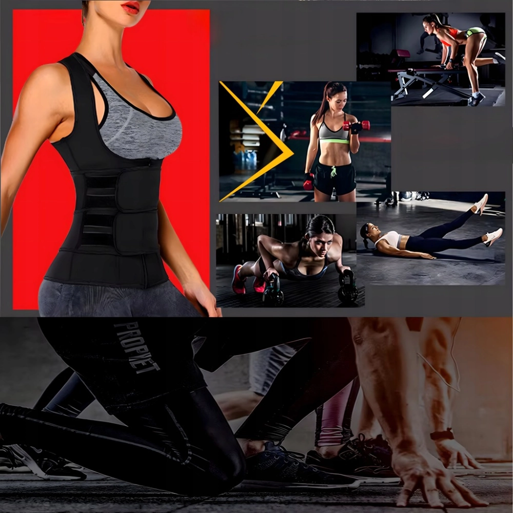 KAMIZELKA NEOPRENOWA FITNESS DAMSKA ODCHUDZAJĄCA SPORTOWA TRENINGOWA S