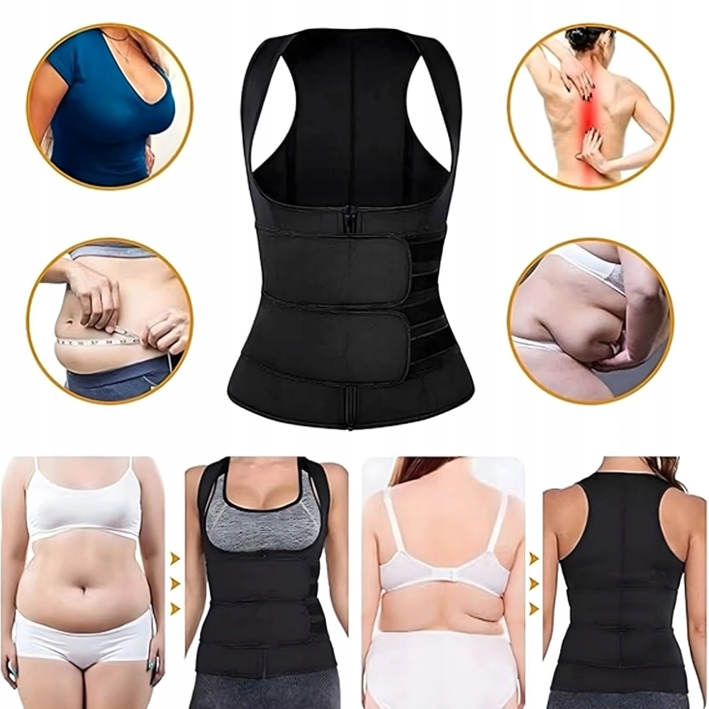 KAMIZELKA NEOPRENOWA FITNESS DAMSKA ODCHUDZAJĄCA SPORTOWA TRENINGOWA S