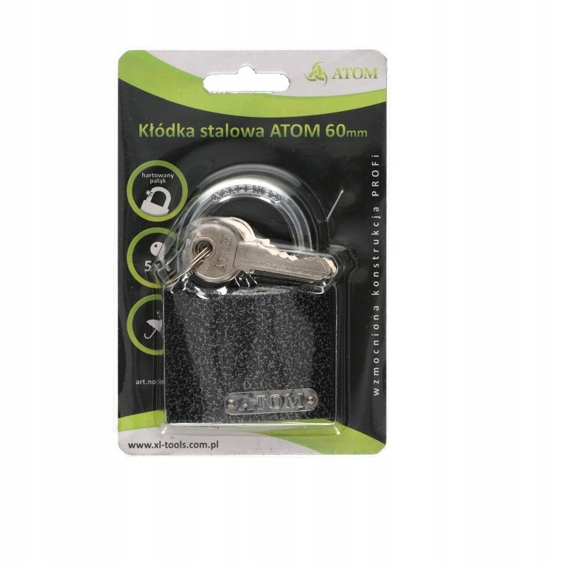 KŁÓDKA ATOM ŻELIWNA GRUBA 60MM 5 KLUCZY BLISTER JARZMOWA NA KLUCZ
