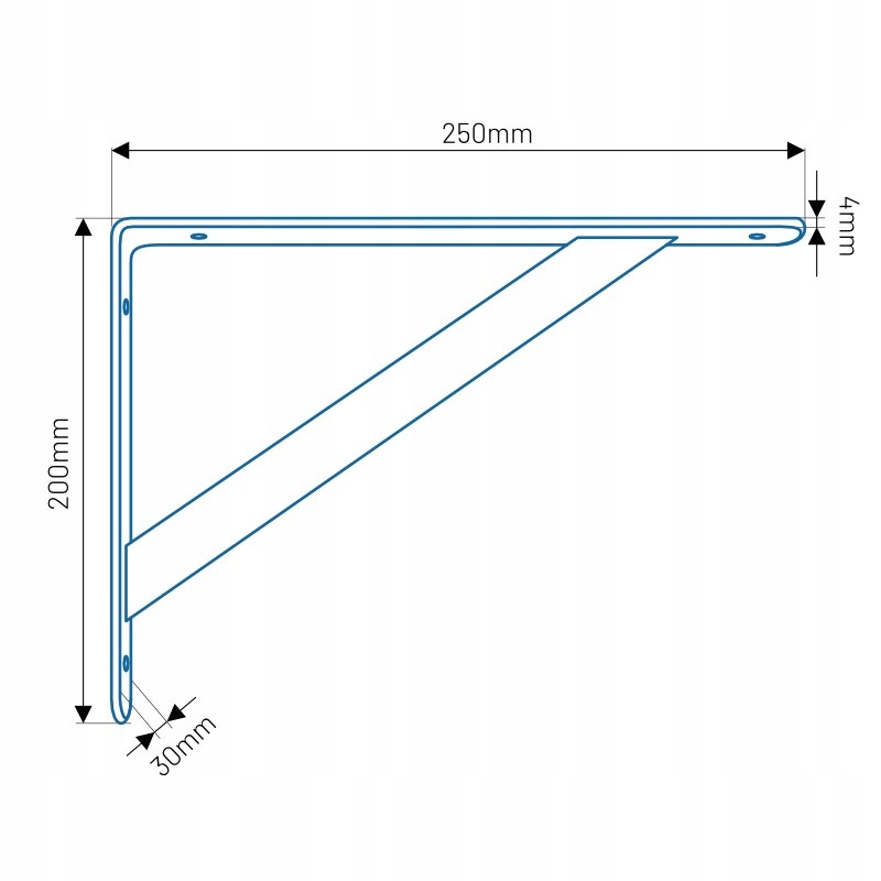 KĄTOWNIK WSPORNIK POD PÓŁKĘ BLAT WMACNIANY MK 200X250X30X4 CZARNY