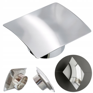 Konvexes Edelstahl-Lüftungsgitter 170 x 150 mm FI 100 mm Chrom mit Gitter