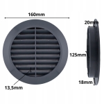 KRATKA WENTYLACYJNA OKRĄGŁA PLASTIKOWA FI 125 mm Z SIATKĄ GRAFITOWA