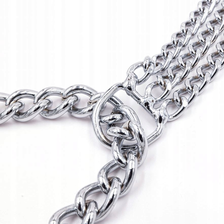 MOCNA OBROŻA ZACISKOWA METALOWA ŁAŃCUSZKOWA 3 RZĘDY DLA PSA 45 CM ŁAŃCUCH