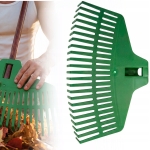 GRABIE PLASTIKOWE 38cm 21 ZĘBÓW ABS DO LIŚCI TRAWY GRABIENIA GRABKI ZIELONE