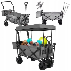 GROSSER, FALTBARER GARTEN-, STRAND-, TRANSPORT- UND ANGELWAGEN MIT DACH UND XL-RÄDERN