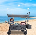 DUŻY SKŁADANY WÓZEK OGRODOWY PLAŻOWY TRANSPORTOWY NA RYBY Z DACHEM KOŁA XL