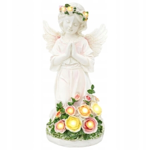 Engelsfigur als Kerzenhalter, solarbetriebene LED-Engelsstatue für den Garten