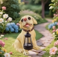 LAMPA LAMPKA SOLARNA OGRODOWA OZDOBNA OZDOBA PIES Z LAMPIONEM LED DEKORACJA