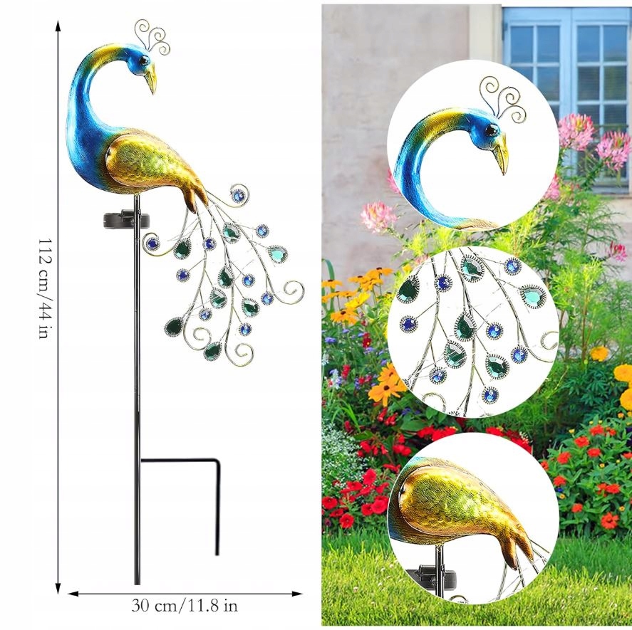 LAMPA SOLARNA PAW ŚWIECĄCY LED OZDOBA SOLARNY OGRODOWA DEKORACJA WBIJANA