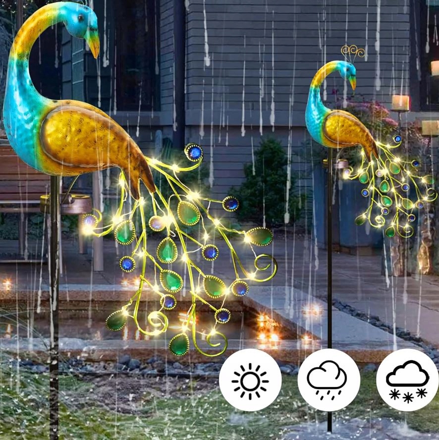 LAMPA SOLARNA PAW ŚWIECĄCY LED OZDOBA SOLARNY OGRODOWA DEKORACJA WBIJANA