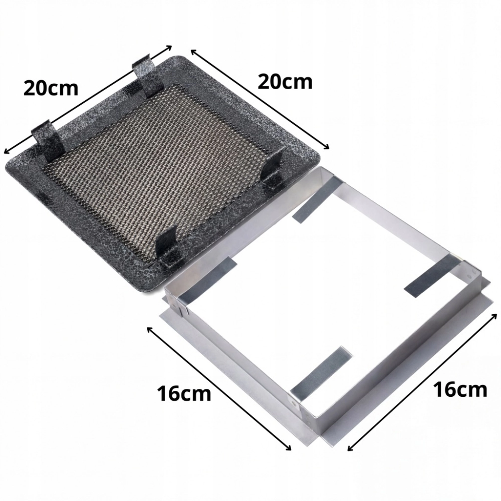 KRATKA WENTYLACYJNA KOMINKOWA KOMINOWA 16x16 cm METALOWA MALOWANA SREBRNA