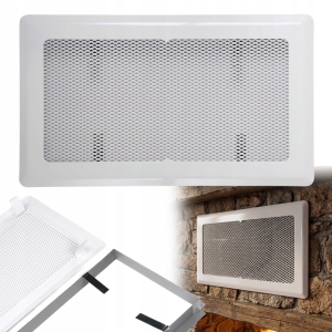 Kaminlüftungsgitter 16x30 cm Metall weiß lackiert
