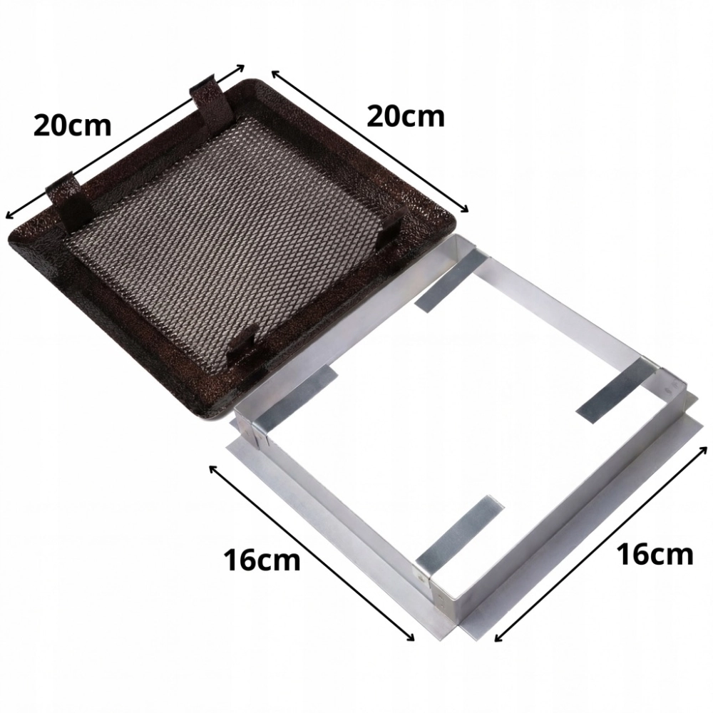 KRATKA WENTYLACYJNA KOMINKOWA KOMINOWA 16x16 cm METALOWA MALOWANA MIEDZIANA