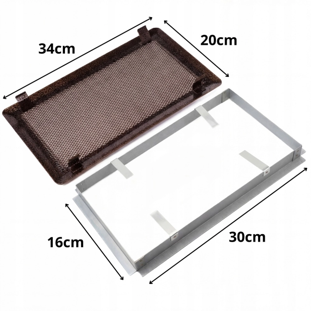 KRATKA WENTYLACYJNA KOMINKOWA KOMINOWA 16x30 cm METALOWA MALOWANA MIEDZIANA