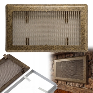 Kaminlüftungsgitter 16x30 cm Metall gold lackiert