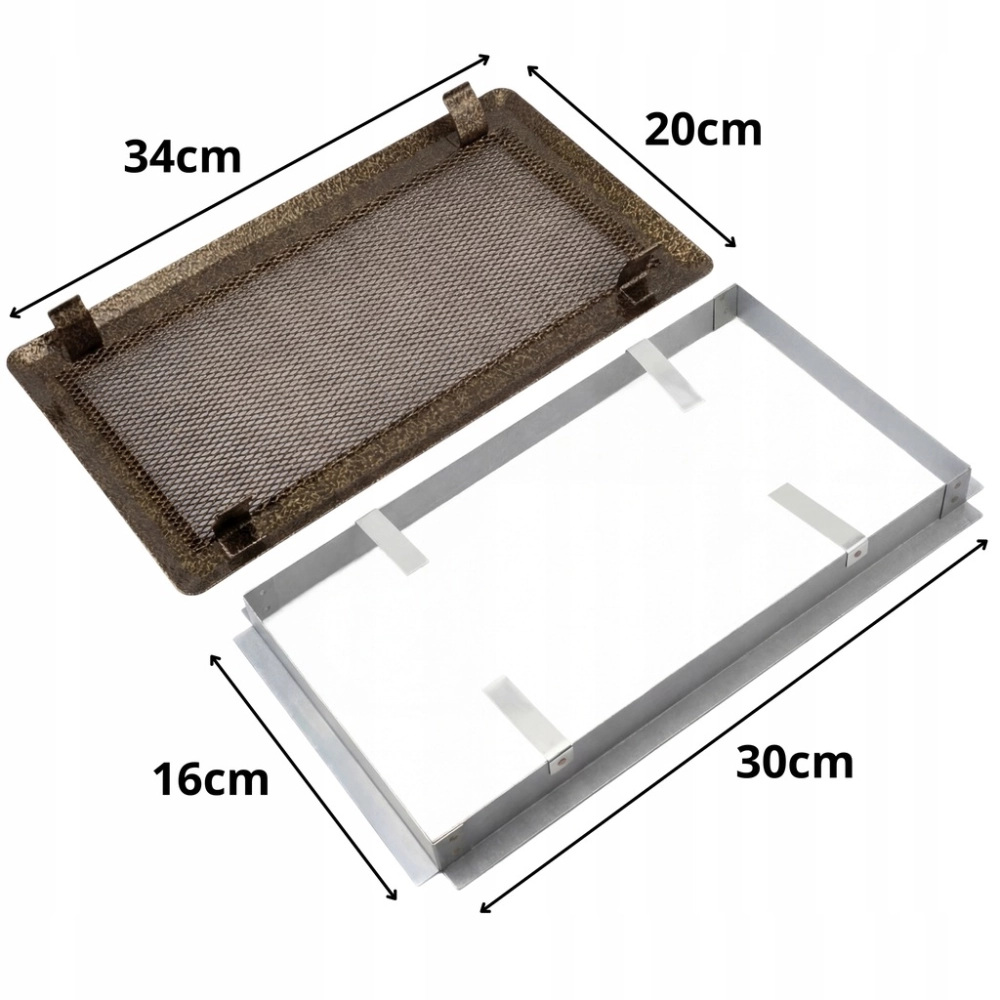 KRATKA WENTYLACYJNA KOMINKOWA KOMINOWA 16x30 cm METALOWA MALOWANA ZŁOTA