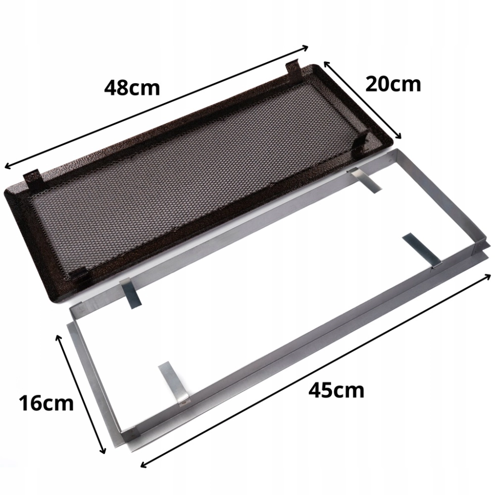 KRATKA WENTYLACYJNA KOMINKOWA KOMINOWA 16x45 cm METALOWA MALOWANA MIEDZIANA