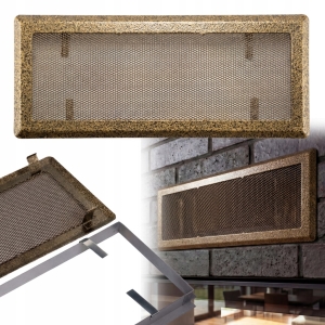 Kaminlüftungsgitter 16x45 cm Metall gold lackiert