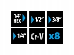 ZESTAW ADAPTERÓW DO NASADEK KOMPLET 8SZT HEX DO KLUCZY NASADOWYCH