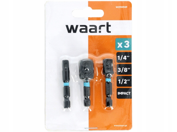 ZESTAW ADAPTERÓW UDAROWYCH 1/4",3/8",1/2" DO WIERTAREK WKRĘTAREK 3 SZTUKI