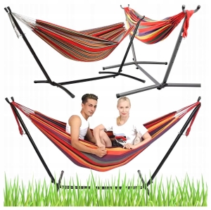 Gartenhängematte mit Gestell, großes Set, Hängemattengestell, Hängemattenständer