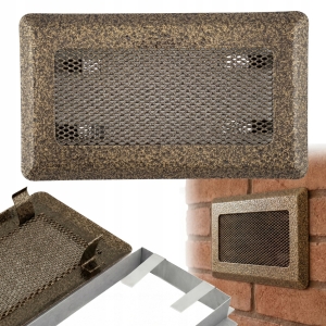 Kaminlüftungsgitter 10x20 cm Metall goldfarben lackiert