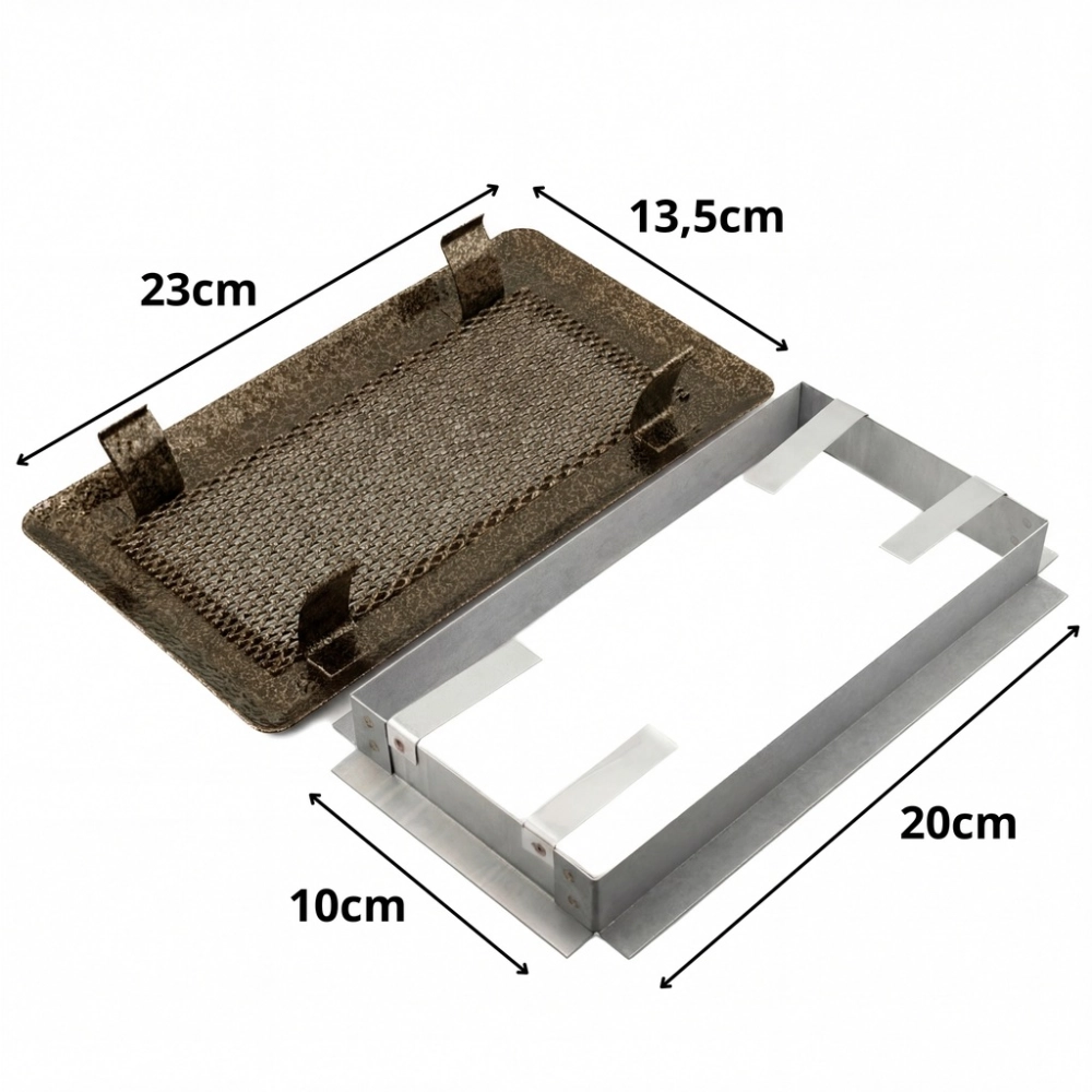KRATKA WENTYLACYJNA KOMINKOWA KOMINOWA 10x20 cm METALOWA MALOWANA ZŁOTA