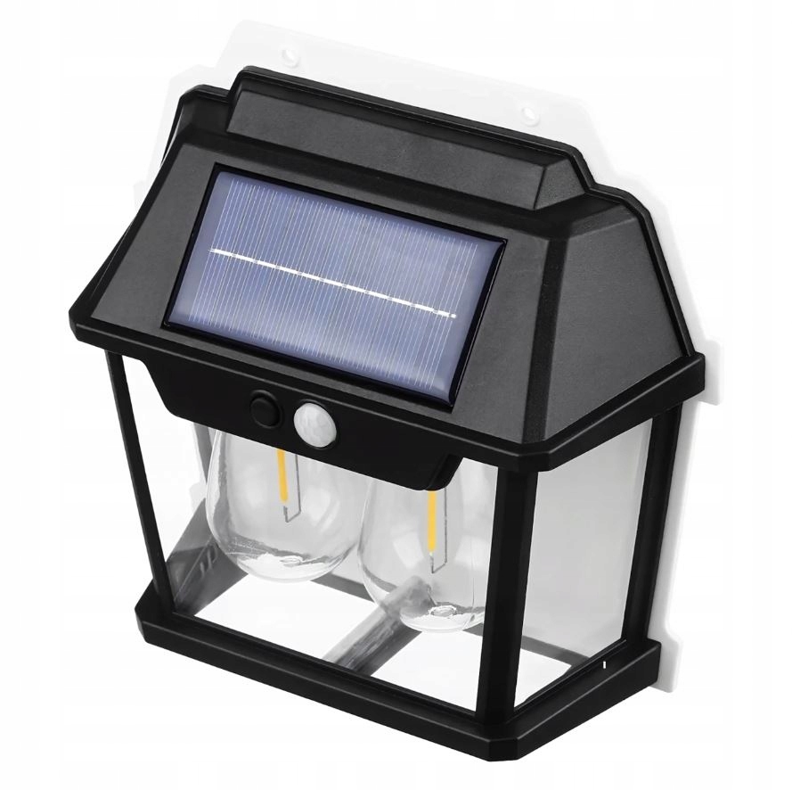 LAMPA SOLARNA LED PODWÓJNA KINKIET OGRODOWY ELEWACYJNY Z CZUJNIKIEM RUCHU