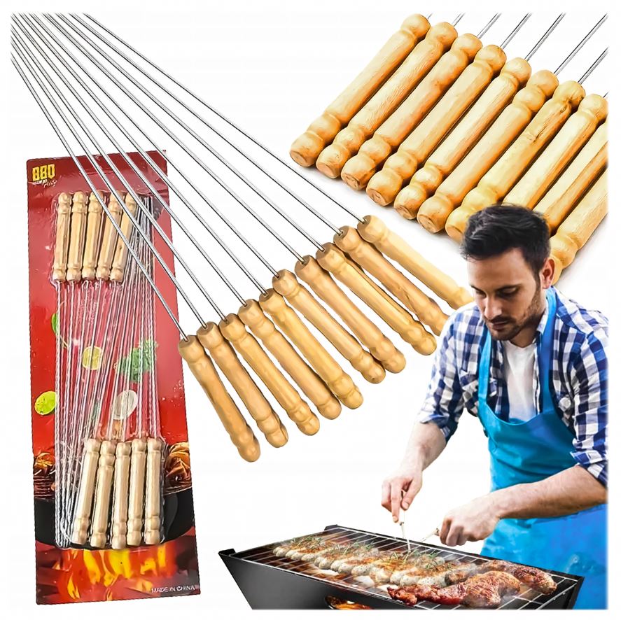 SZPIKULCE PATYKI DO SZASZŁYKÓW SZPIKULEC DO GRILLA METALOWE 10SZT 30CM