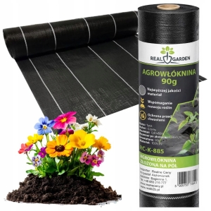 AGRO Vliesstoff 90 g 1,1 x 50 m Schwarz UV-beständig AGRO Vliesstoff Anti-Unkraut-Matte