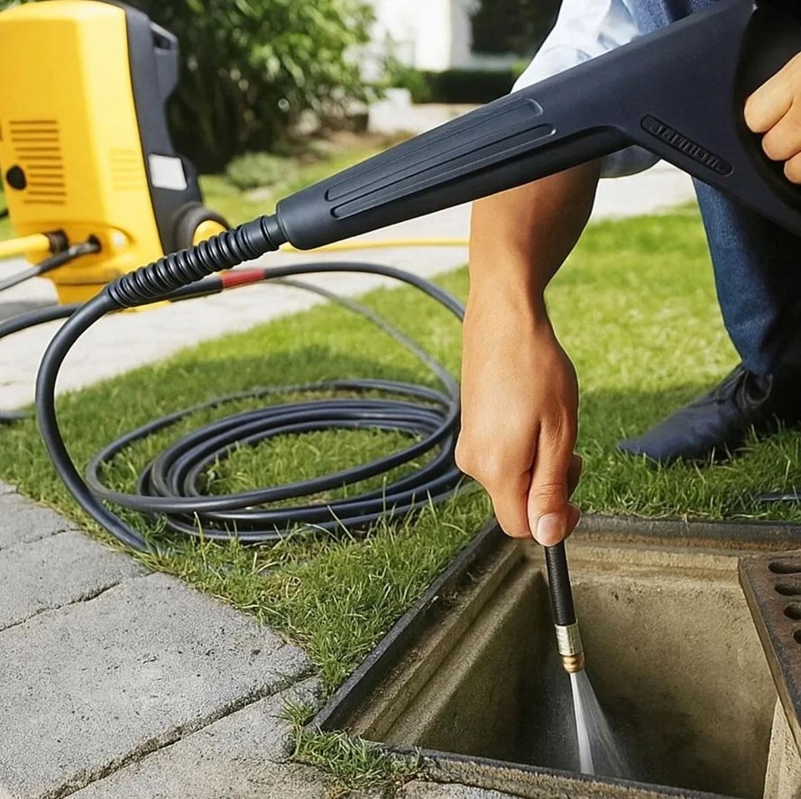 WĄŻ DO CZYSZCZENIA PRZEPYCHANIA KANALIZACJI ODPŁYWÓW RUR 15M ADAPTERY MYJEK