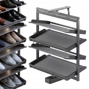 Schuhkorb, drehbar, 4 Ablagen, ausziehbar, für Kleiderschrank, Anthrazit