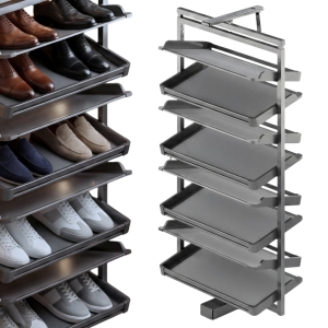 Schuhkorb, drehbar, 8 Ablagen, ausziehbar, für Kleiderschrank, Anthrazit