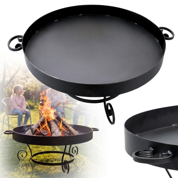 PALENISKO OGRODOWE OKRĄGŁE GRILL OGRODOWY 70 cm Z RĄCZKAMI UCHWYT OGNISKO