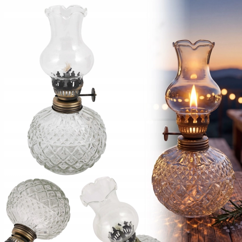 LAMPA NAFTOWA MINI 19 cm LATARNIA DOMOWA OGRODOWA SZKLANA LAMPKA