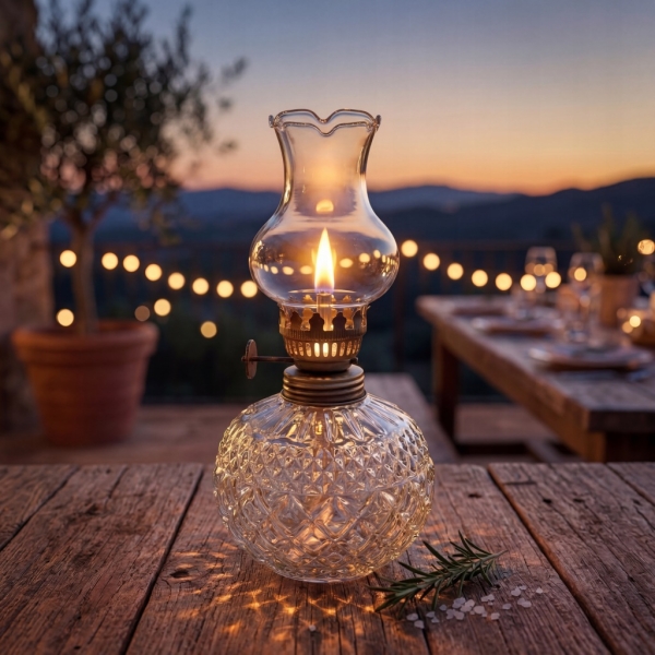 LAMPA NAFTOWA MINI 19 cm LATARNIA DOMOWA OGRODOWA SZKLANA LAMPKA