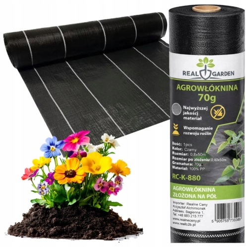 AGROWŁÓKNINA 70G 1,6X50M CZARNA UV AGROTKANINA MATA ANTYCHWASTOWA DUŻA