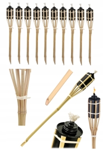 10 Stück Bambus-Gartenfackeln, 90 cm, dekorativ, gegen Mücken, Motten und Fliegen