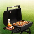 DUŻY GRILL OGRODOWY CZARNY WĘGLOWY Z POKRYWĄ PÓŁKI POPIELNIK TERMOMETR