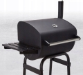 DUŻY GRILL OGRODOWY CZARNY WĘGLOWY Z POKRYWĄ PÓŁKI POPIELNIK TERMOMETR
