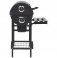 DUŻY GRILL OGRODOWY CZARNY WĘGLOWY Z POKRYWĄ PÓŁKI POPIELNIK TERMOMETR KOŁA