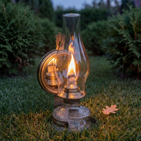 LAMPA NAFTOWA 31 cm Z LUSTREM LATARNIA DOMOWA OGRODOWA STARY MOSIĄDZ