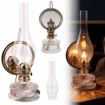 LAMPA NAFTOWA 30 cm 5' Z LUSTREM LATARNIA DOMOWA OGRODOWA SZKLANA ŚWIATŁO