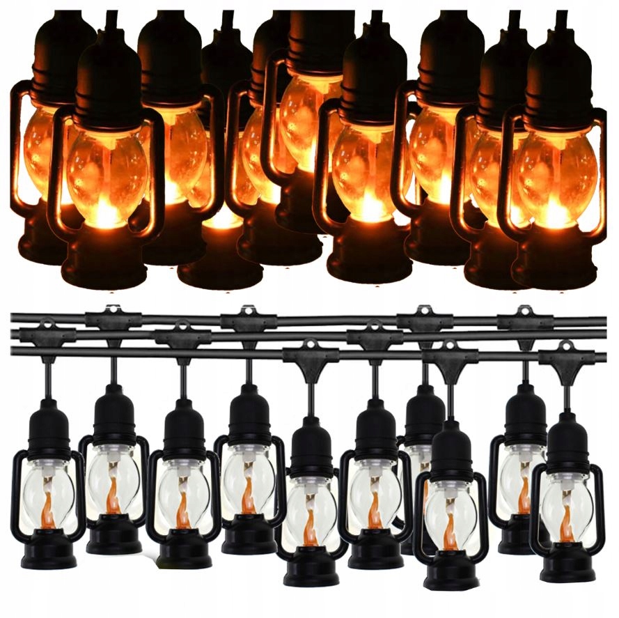 GIRLANDA ŚWIETLANA LAMPKI DEKORACYJNE LED 10SZT LATARENKI OGRODOWE 10CM 5M