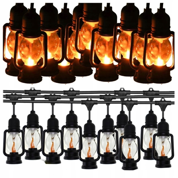 GIRLANDA ŚWIETLANA LAMPKI DEKORACYJNE LED 10SZT LATARENKI OGRODOWE 10CM 5M