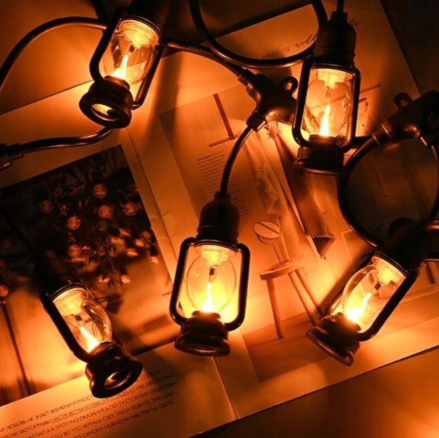 GIRLANDA ŚWIETLANA LAMPKI DEKORACYJNE LED 10SZT LATARENKI OGRODOWE 10CM 5M